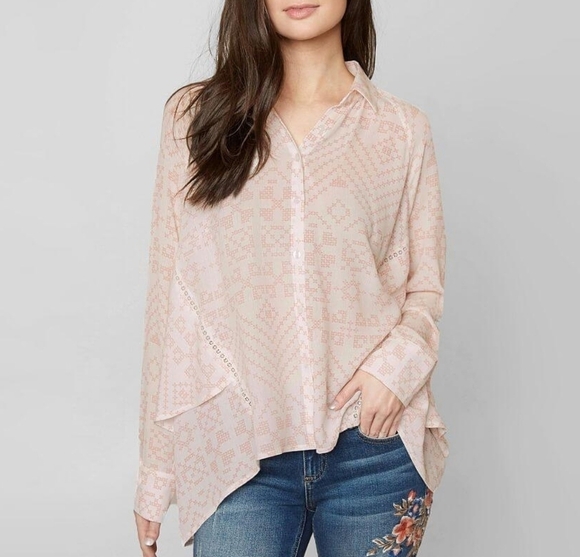 MISS ME Pink & White Button Down Shirt, Small - Picture 1 of 10